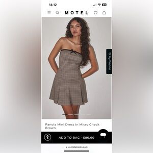 Motel Rocks Panola Mini Dress In Micro Check Brown